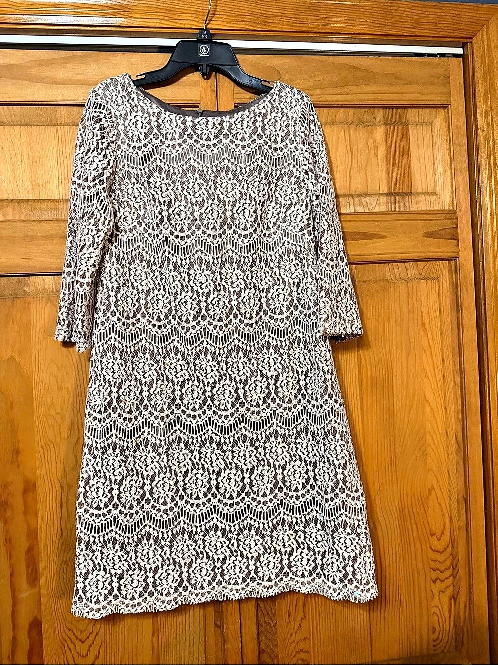 Jessica Howard 64-Day Lace Dress Brown & White Size 6P